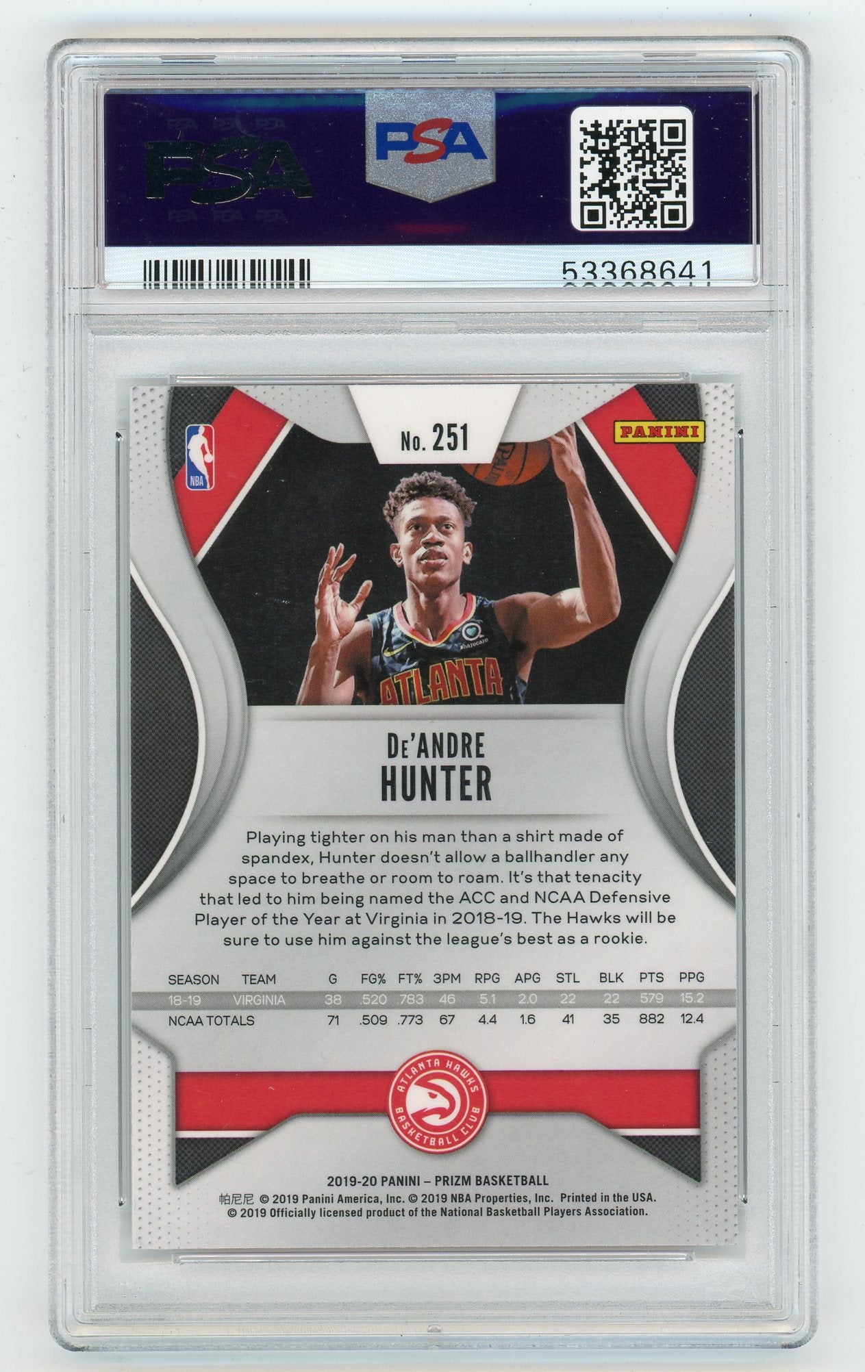 2019-20 Panini Prizm #251 De'Andre Hunter PSA 10 (Rookie) | Eastridge Sports Cards