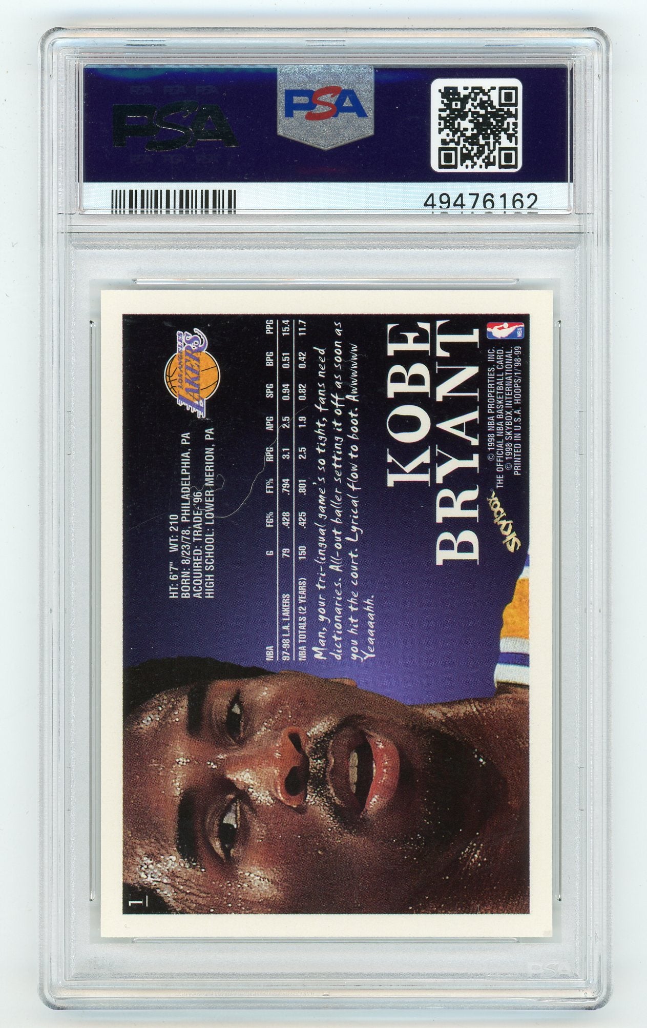 1998-99 Hoops #1 Kobe Bryant PSA 8 | Eastridge Sports Cards