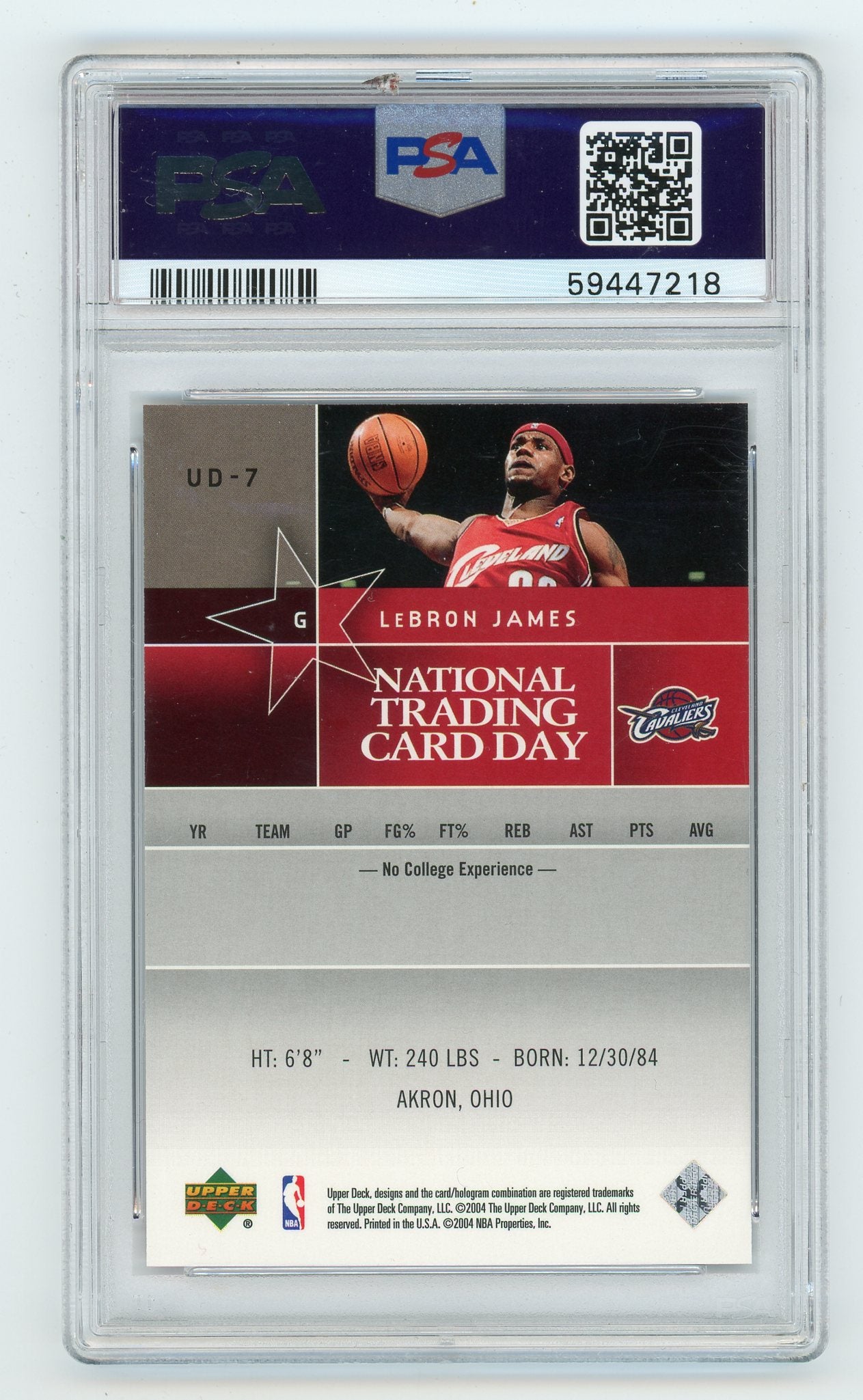 2004 National Trading Card Day #UD-7 LeBron James PSA 9 | Eastridge Sports Cards