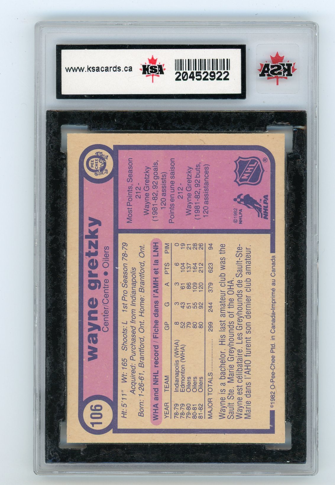 1982-83 O-Pee-Chee #106 Wayne Gretzky KSA 8.5 | Eastridge Sports Cards
