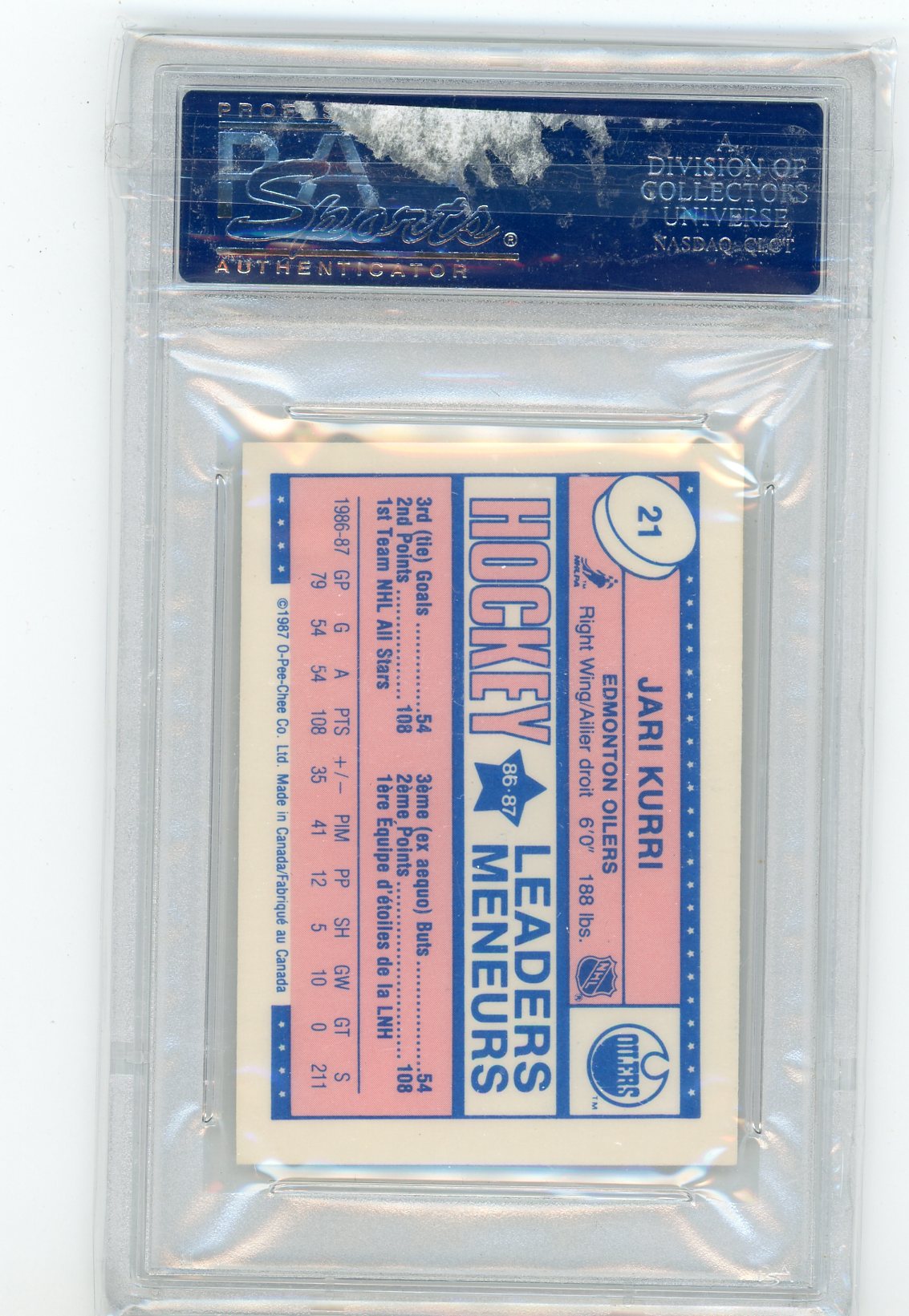 1987-88 O-Pee-Chee Minis #21 Jari Kurri PSA/DNA Auto Grade Authentic | Eastridge Sports Cards
