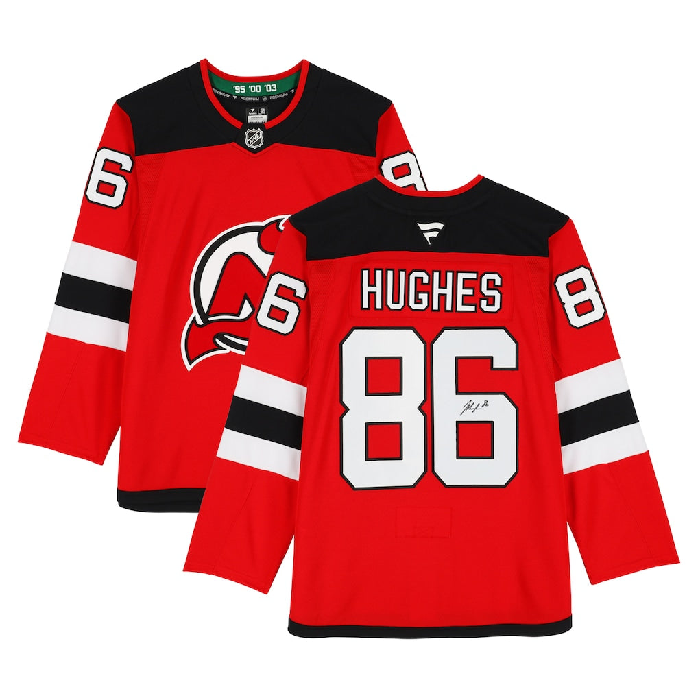 Jack Hughes New Jersey Devils Autographed Red Fanatics Premium Jersey (Fanatics Authentic)