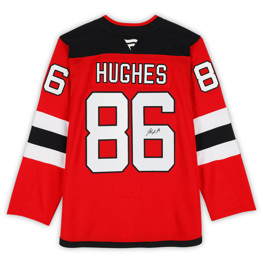 Jack Hughes New Jersey Devils Autographed Red Fanatics Premium Jersey (Fanatics Authentic)