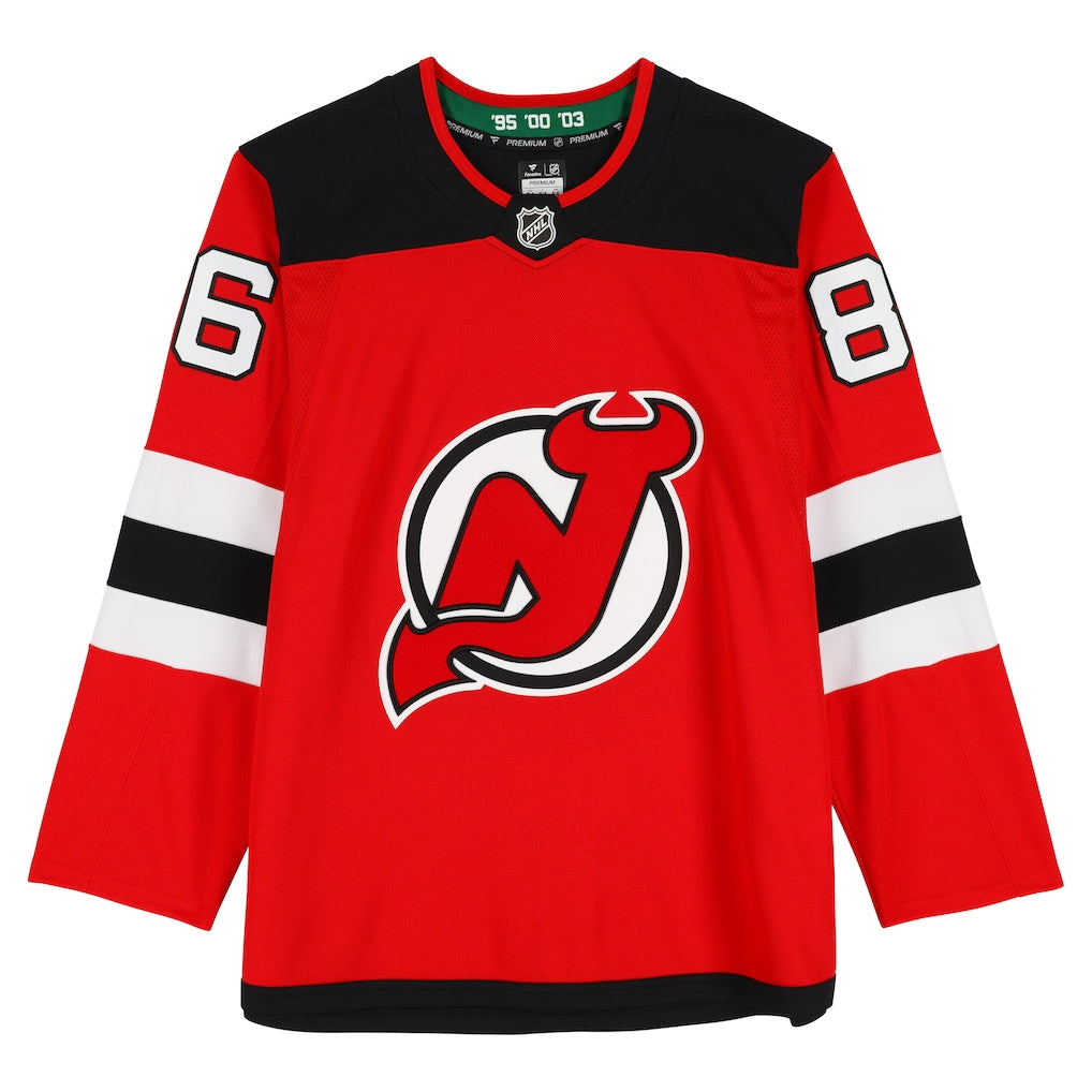 Jack Hughes New Jersey Devils Autographed Red Fanatics Premium Jersey (Fanatics Authentic)