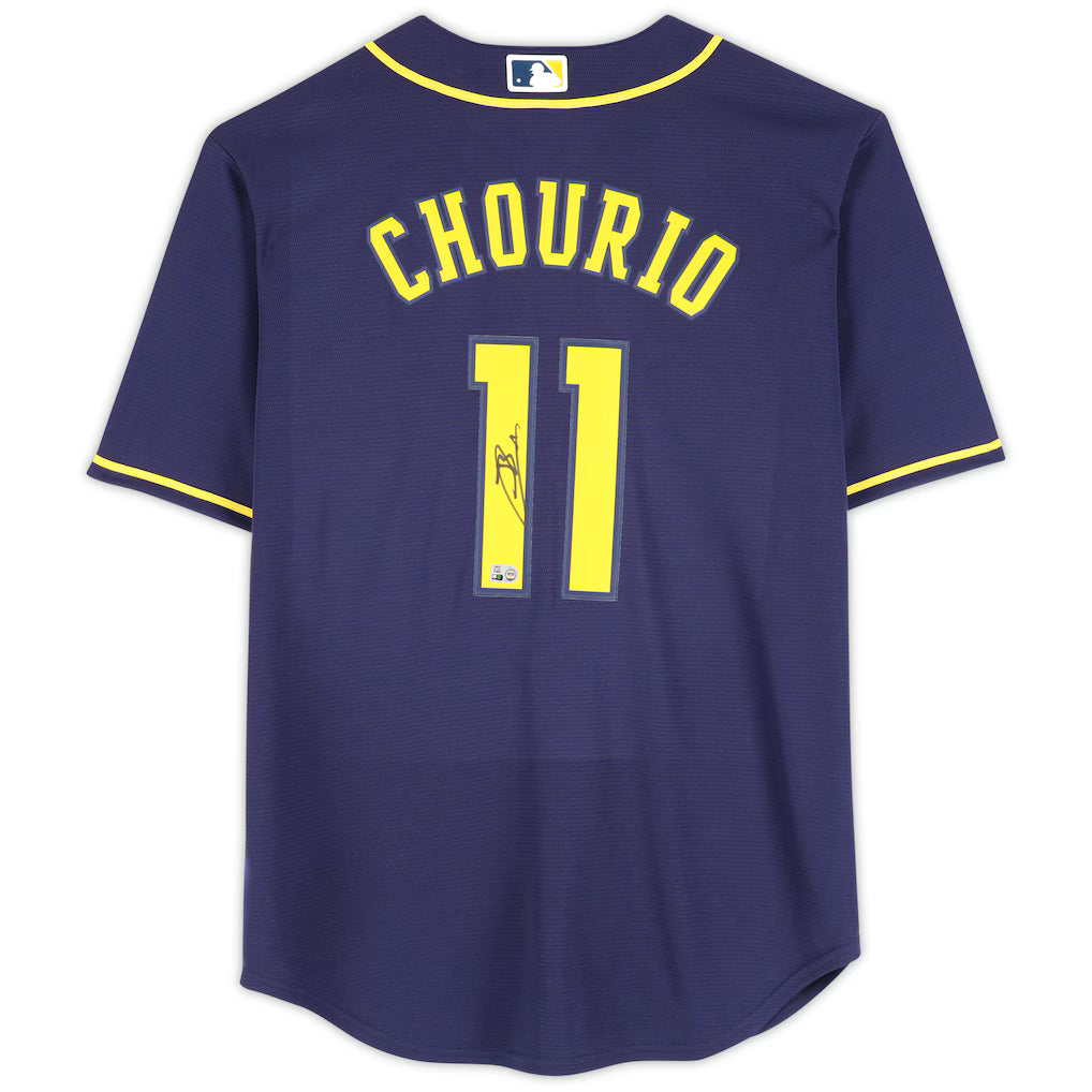 Jackson Chourio Milwaukee Brewers Autographed Navy Nike Replica Jersey (Fanatics Authentic)