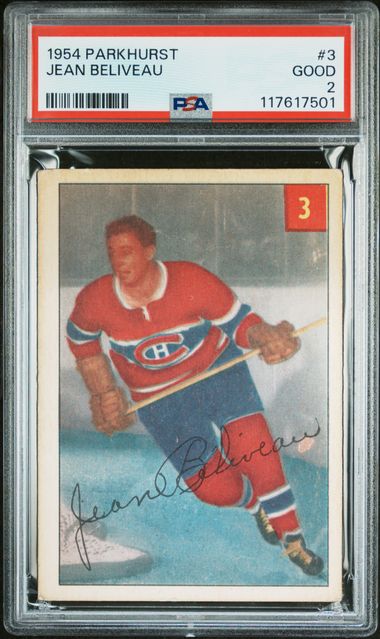 1954-55 Parkhurst #3 Jean Beliveau PSA 2