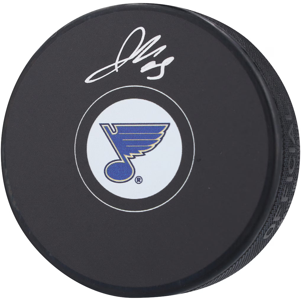 Jordan Kyrou St. Louis Blues Autographed Hockey Puck (Fanatics Authentic)