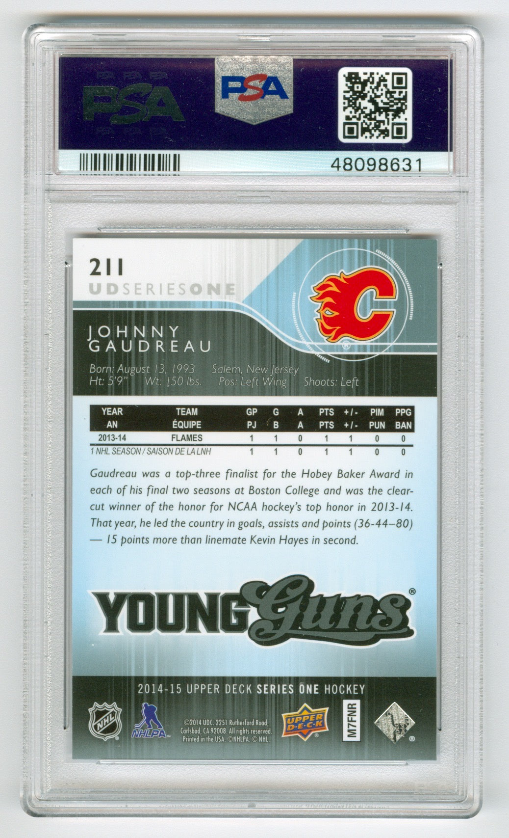 2014-15 Upper Deck #211 Johnny Gaudreau PSA 10 (Rookie) | Eastridge Sports Cards