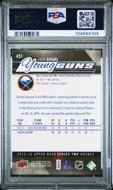 2015-16 Upper Deck #451 Jack Eichel PSA 9 (Rookie) | Eastridge Sports Cards