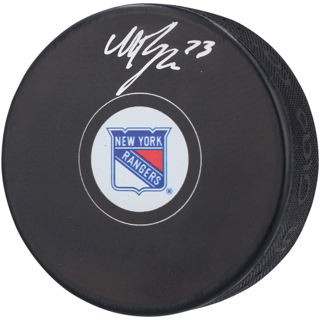 Matt Rempe New York Rangers Autographed Hockey Puck (Fanatics Authentic)