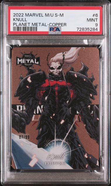 2022 SkyBox Marvel Metal Universe Spider-Man Planet Metal Copper #6 Knull #07/99 PSA 9