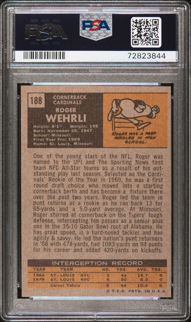 1971 Topps #188 Roger Wehrli PSA 7 (Rookie) | Eastridge Sports Cards