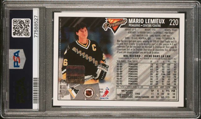 2000-01 Topps Lemieux Reprints Autographs 1993-94 OPC Premier #19 Mario Lemieux PSA 10 | Eastridge Sports Cards
