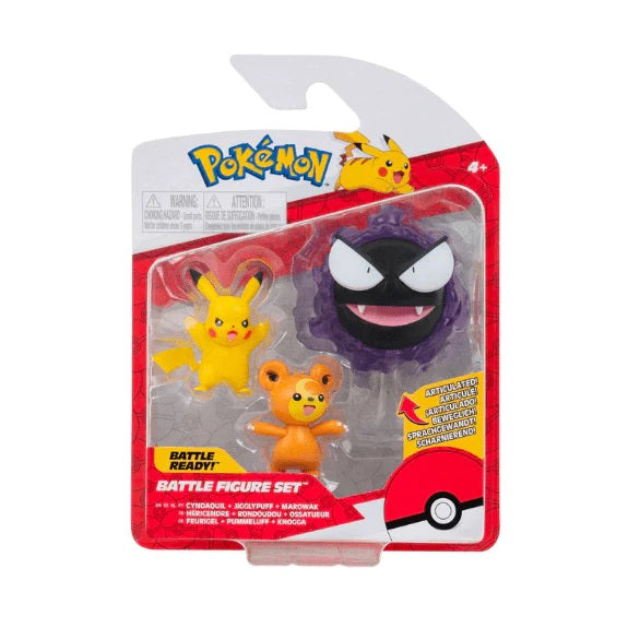 Pokemon: Battle Figure 3pk - Pikachu, Teddiursa & Gastly