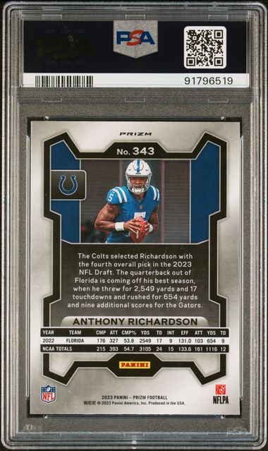 2023 Panini Prizm Lazer #343 Anthony Richardson PSA 10 (Rookie) | Eastridge Sports Cards