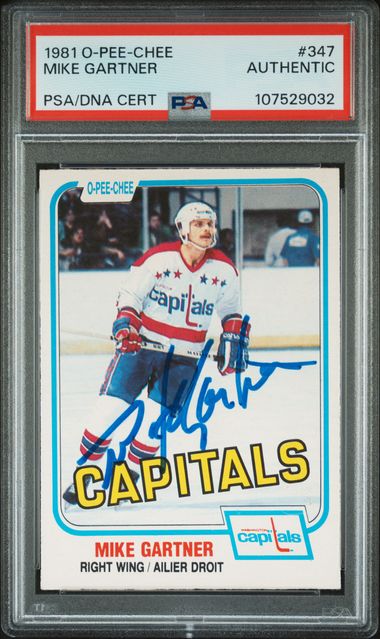 1981-82 O-Pee-Chee Mike Gartner PSA/DNA Authentic Auto