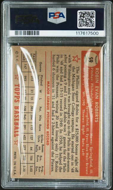 1952 Topps #59 Robin Roberts PSA 3