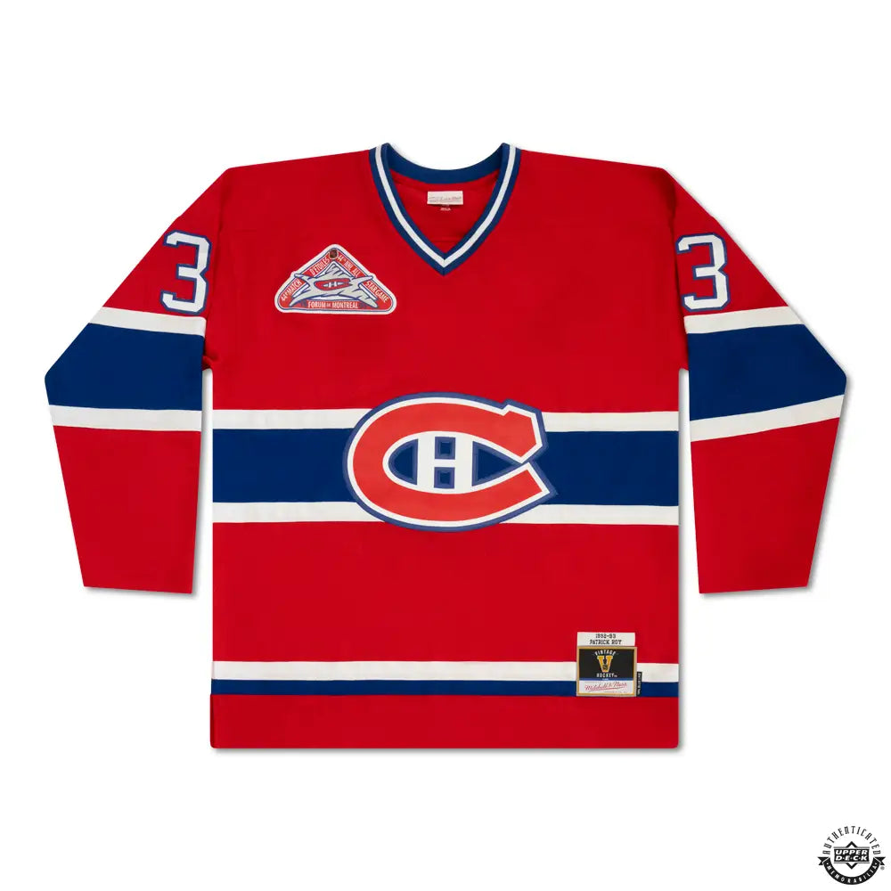 Patrick Roy Autographed & Inscribed “’86 ’93 SC Champs” Vintage Throwback Red Mitchell & Ness 1992 Montreal Canadiens Jersey Limited Edition #/133 (Upper Deck Authenticated)