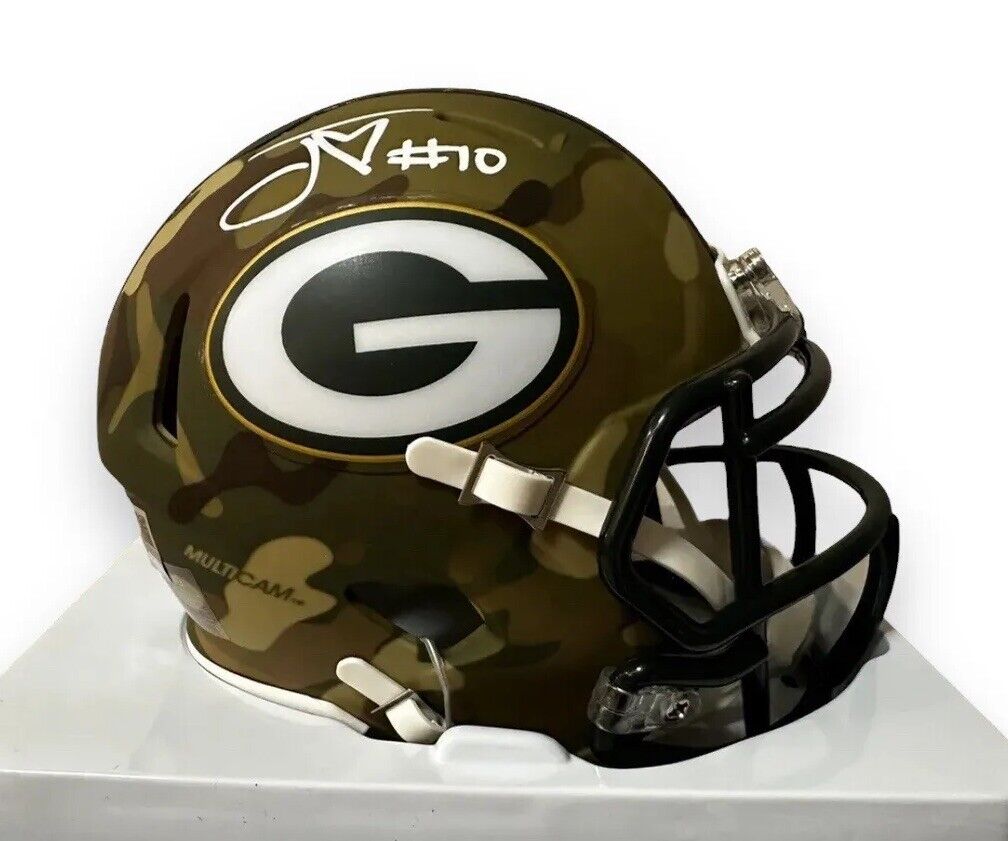 Fanatics Autographed Football Mini-Helmet Camo- Jordan Love (Green Bay)