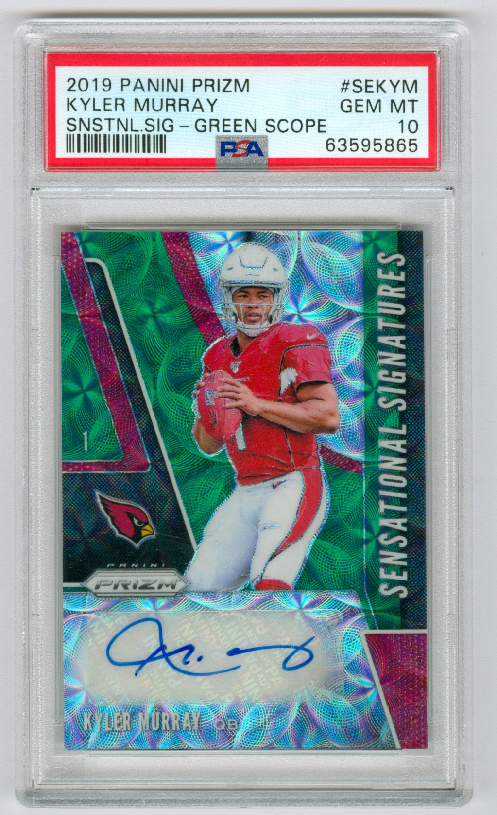 2019 Panini Prizm Sensational Signatures Green Scope #SEKYM Kyler Murray #11/75 PSA 10 (Rookie)