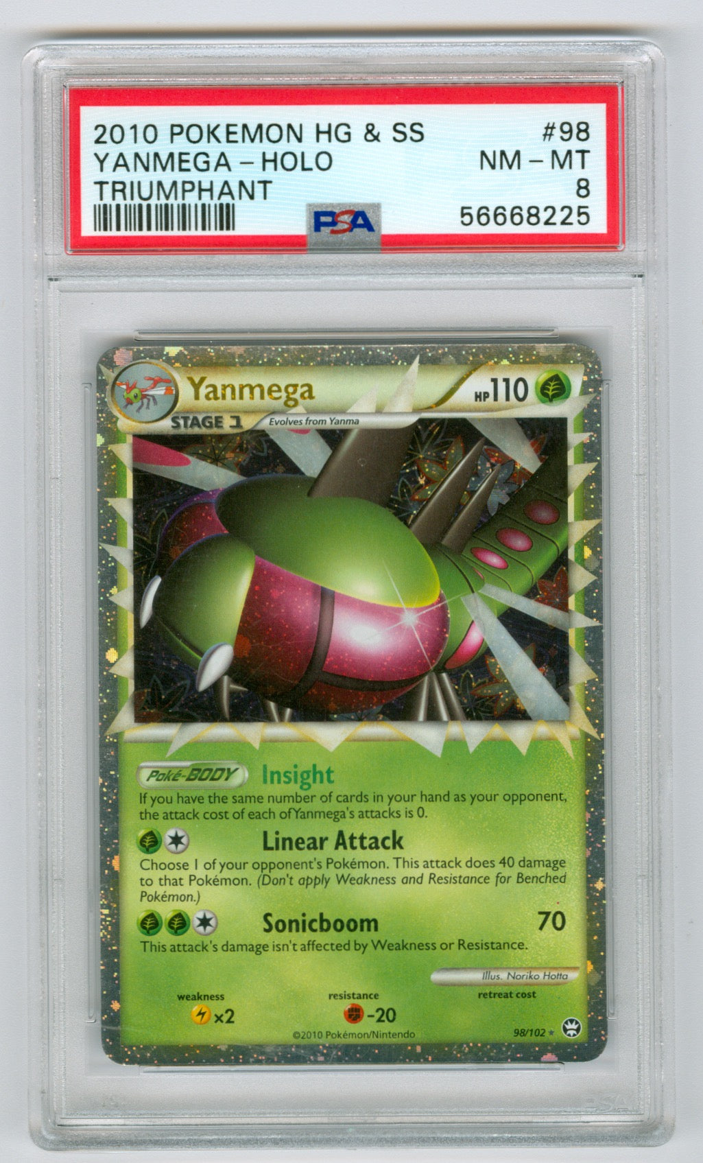 2010 Pokemon Triumphant #98 Yanmega- Holo PSA 8