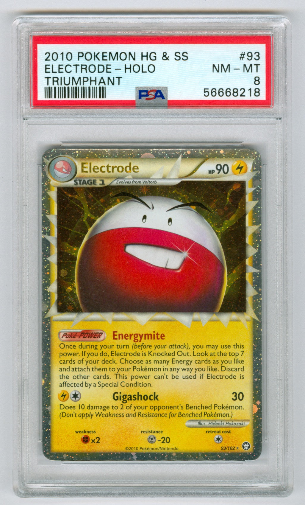 2010 Pokemon Triumphant #93 Electrode- Holo PSA 8