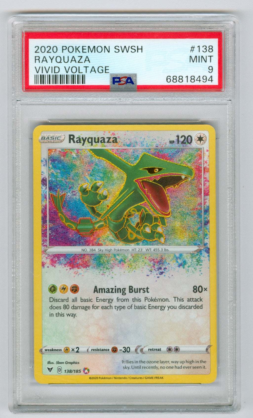 2020 Pokemon Vivid Voltage #138 Rayquaza PSA 9