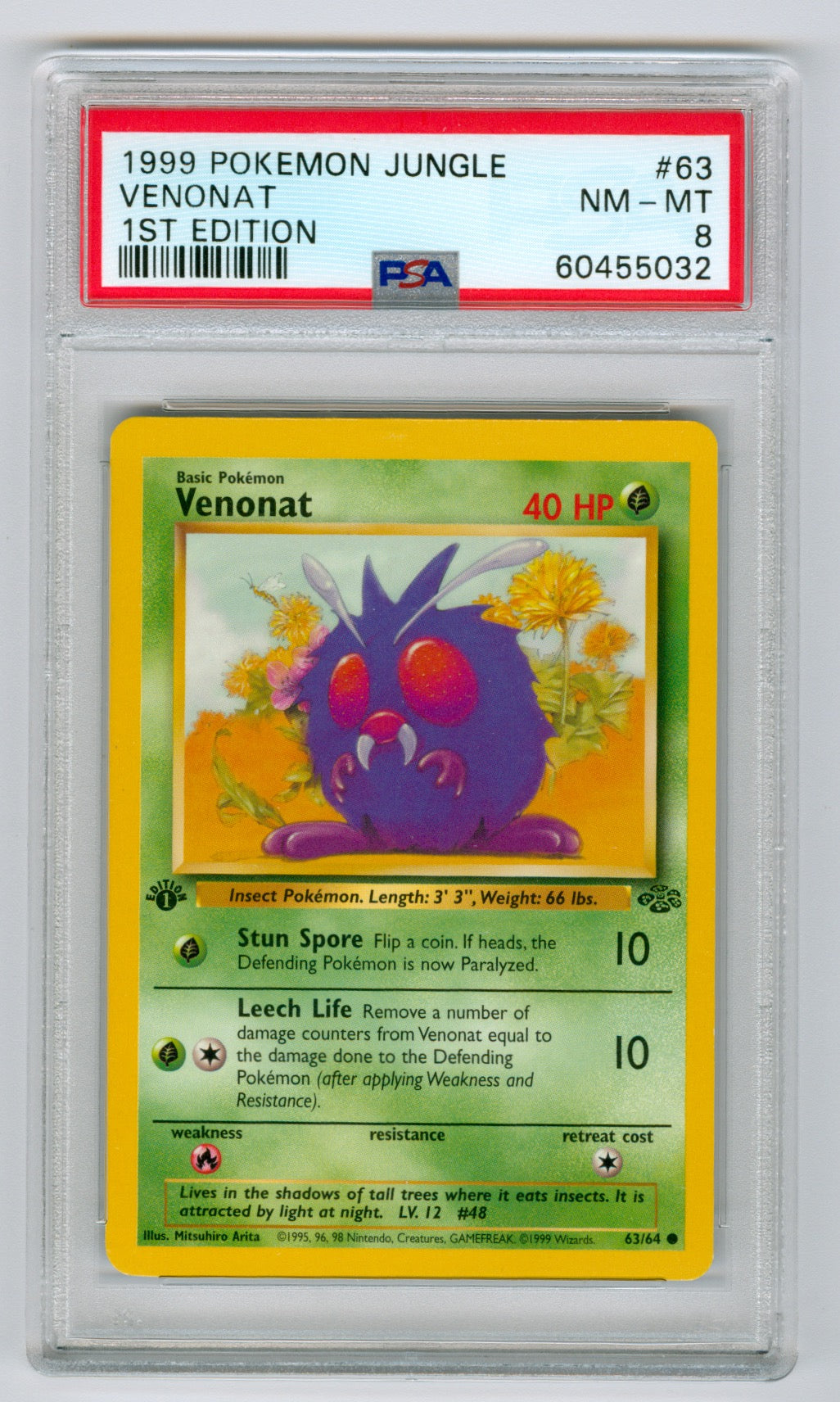 1999 Pokemon Jungle 1st Edition #63 Venonat PSA 8