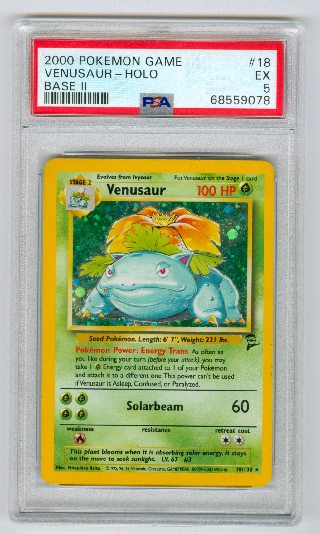 2000 Pokemon Base Set 2 #18 Venusur- Holo PSA 5