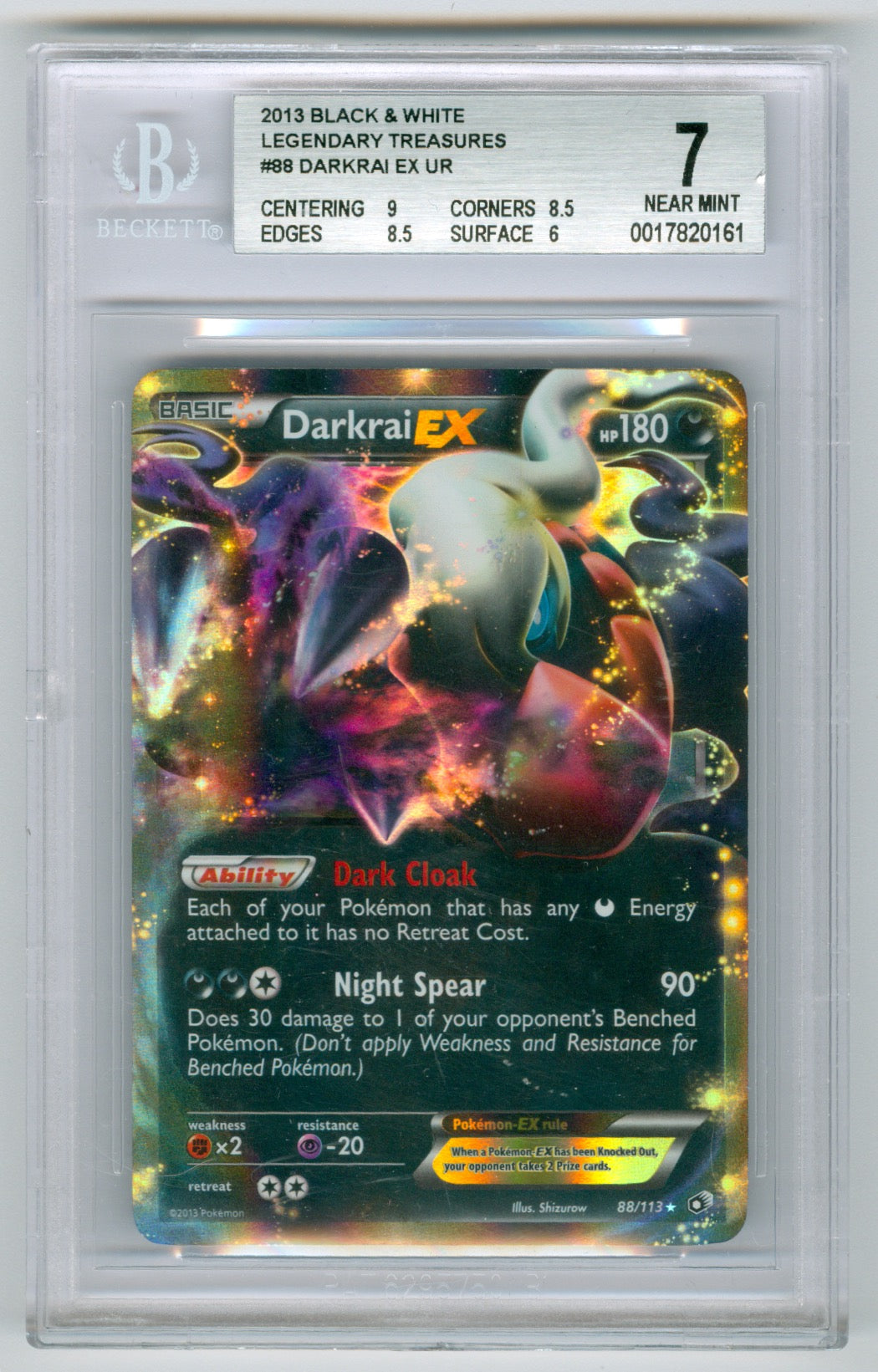 2013 Pokemon Legendary Treasures #88 Darkrai EX BGS 7