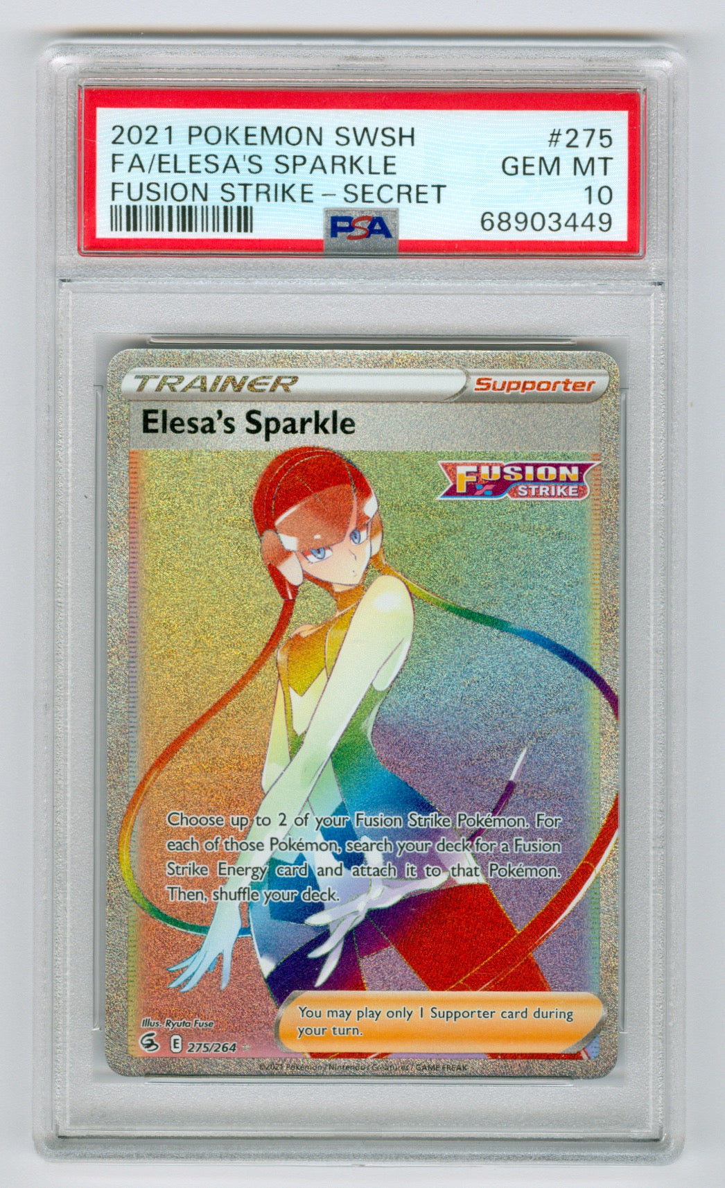 2021 Pokemon Fusion Strike #275 Elesa's Sparkle- Secret Rare PSA 10