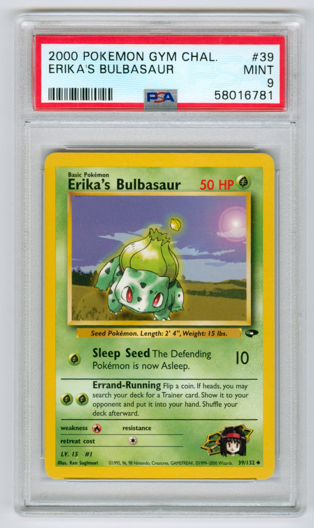 2000 Pokemon Gym Challenge Unlimited #39 Erika's Bulbasaur PSA 9