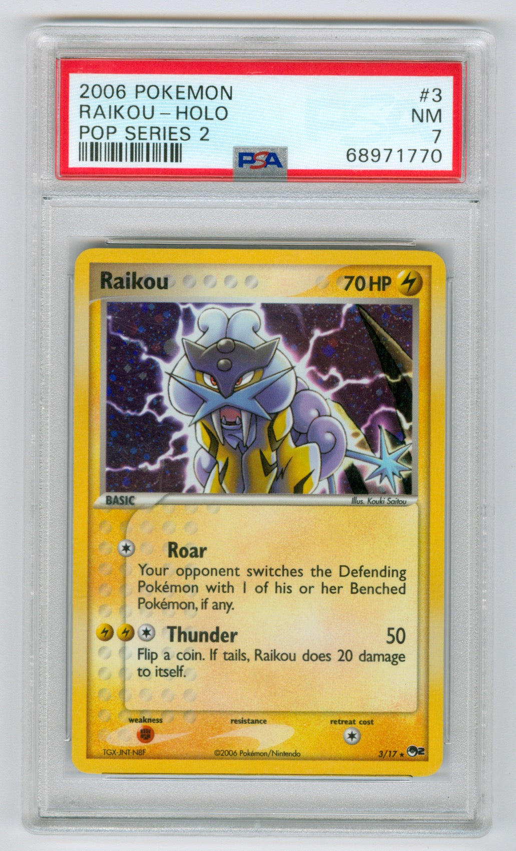 2006 Pokemon Pop Series 2 #3 Raikou- Holo PSA 7