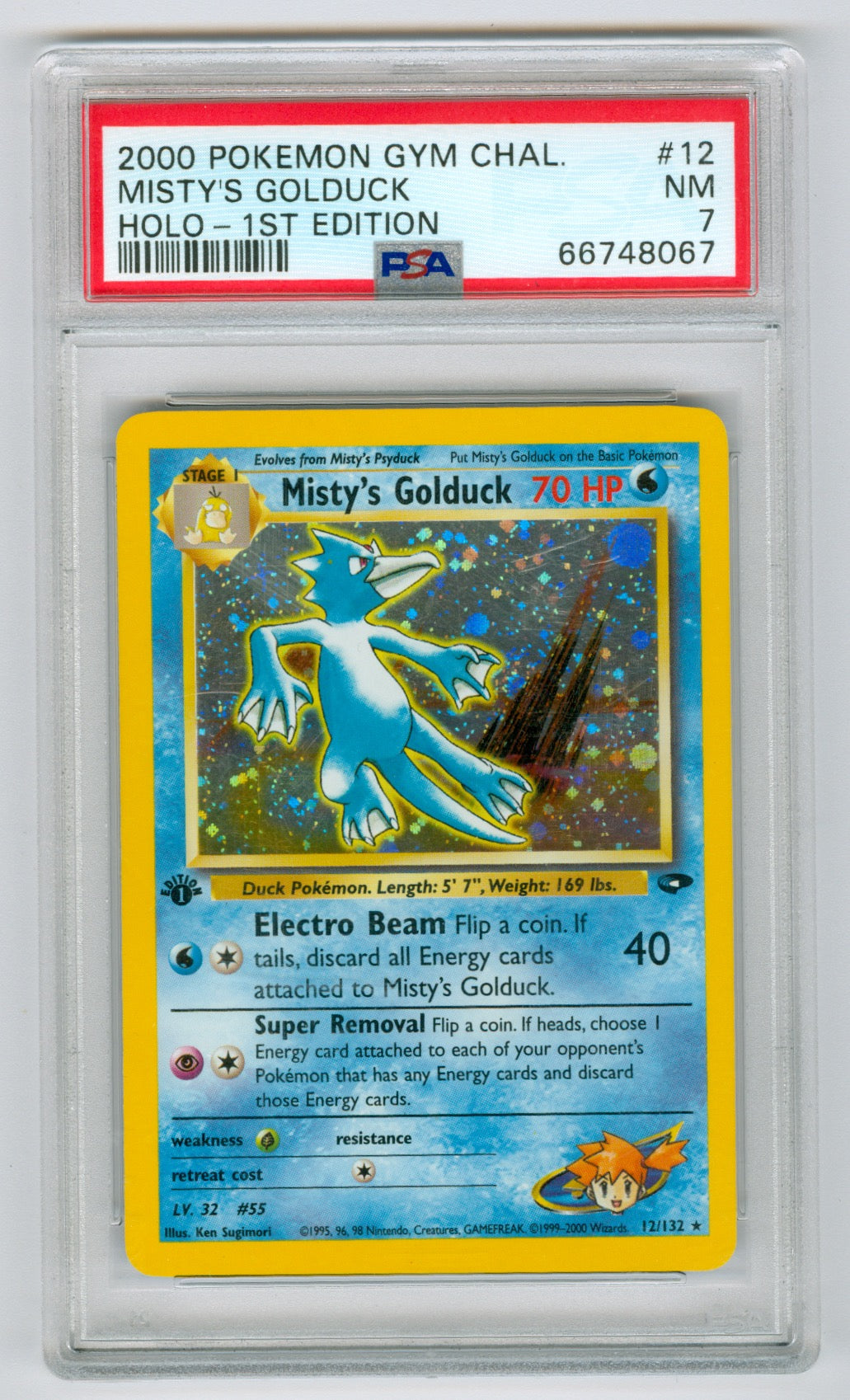 2000 Pokemon Gym Challenge 1st Edition #12 Misty's Golduck- Holo PSA 7