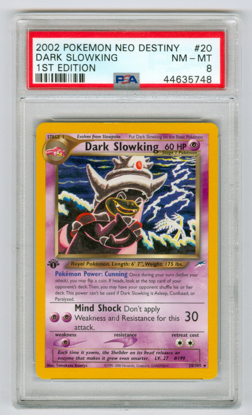 2002 Pokemon Neo Destiny 1st Edition #20 Dark Slowking PSA 8