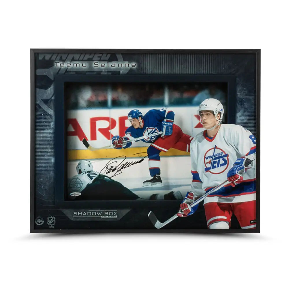 Teemu Selanne Autographed Young Guns Winnipeg Shadow Box (Upper Deck Authenticated)