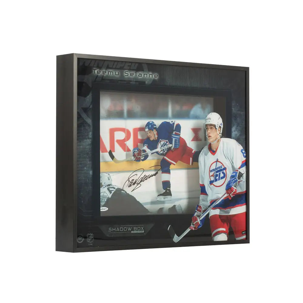 Teemu Selanne Autographed Young Guns Winnipeg Shadow Box (Upper Deck Authenticated)