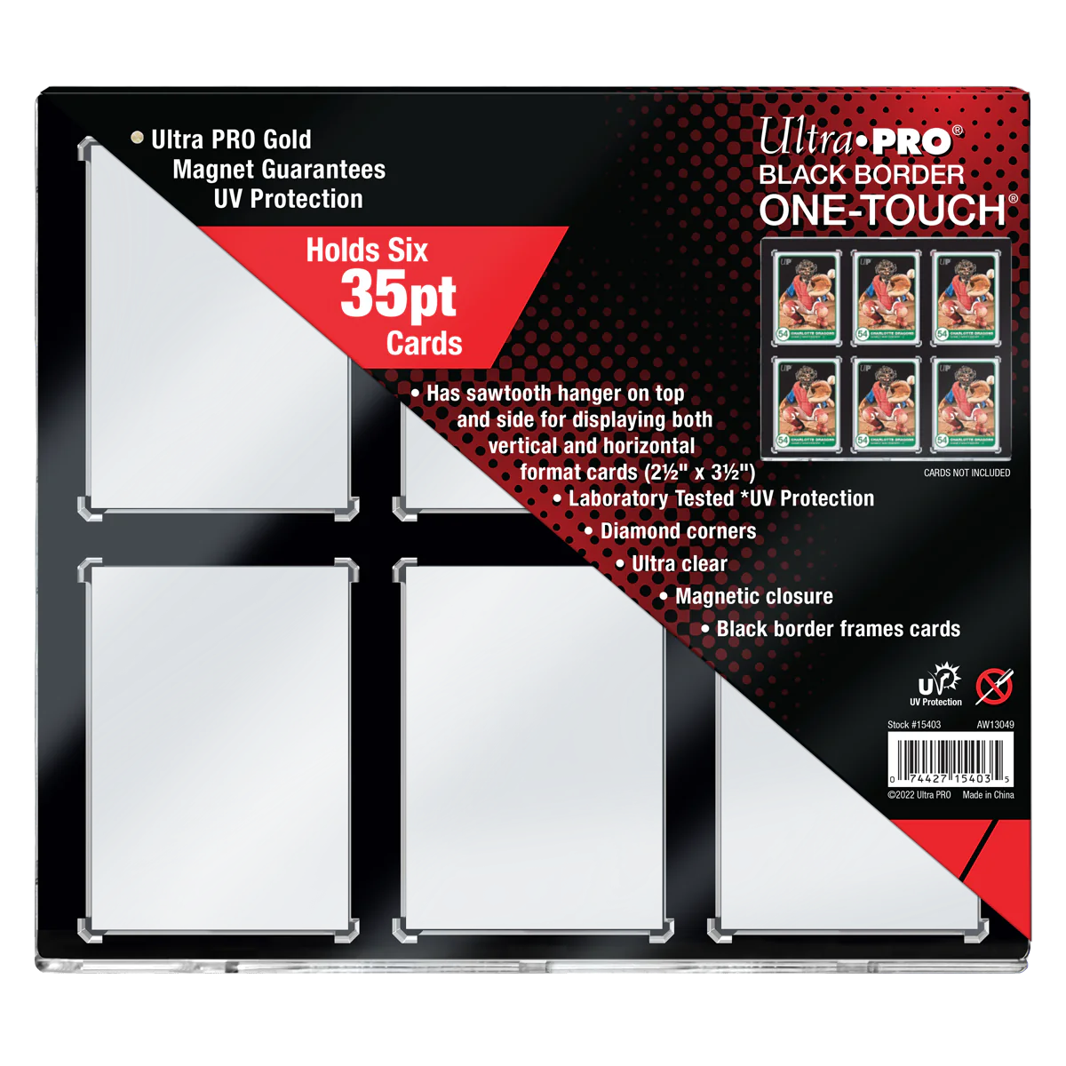 Ultra Pro 6-Card Black Border One-Touch Magnetic Holder (35pt)