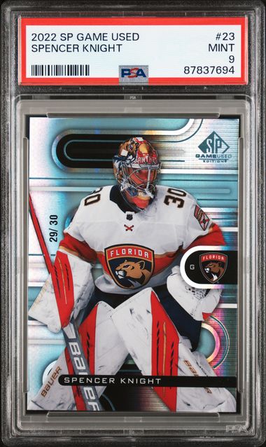 2022-23 SP Game Used #23 Spencer Knight #29/30 PSA 9 | Eastridge Sports Cards