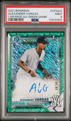 2021 Bowman Chrome Prospect Autographs Green Shimmer Refractors #CPAAV Alexander Vargas #68/99 PSA 9 | Eastridge Sports Cards