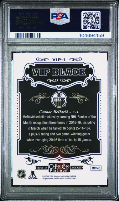 2016 O-Pee-Chee Platinum VIP Black #VIP1 Connor McDavid PSA 10 | Eastridge Sports Cards