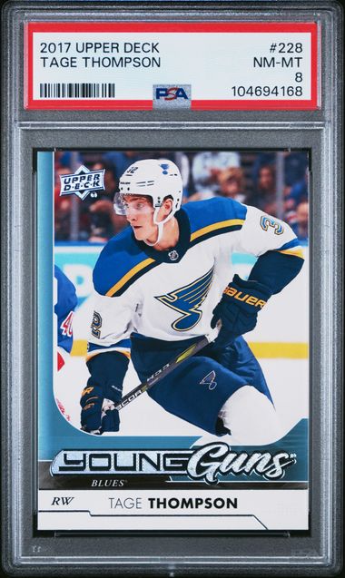 2017-18 Upper Deck #228 Tage Thompson PSA 8 (Rookie) | Eastridge Sports Cards