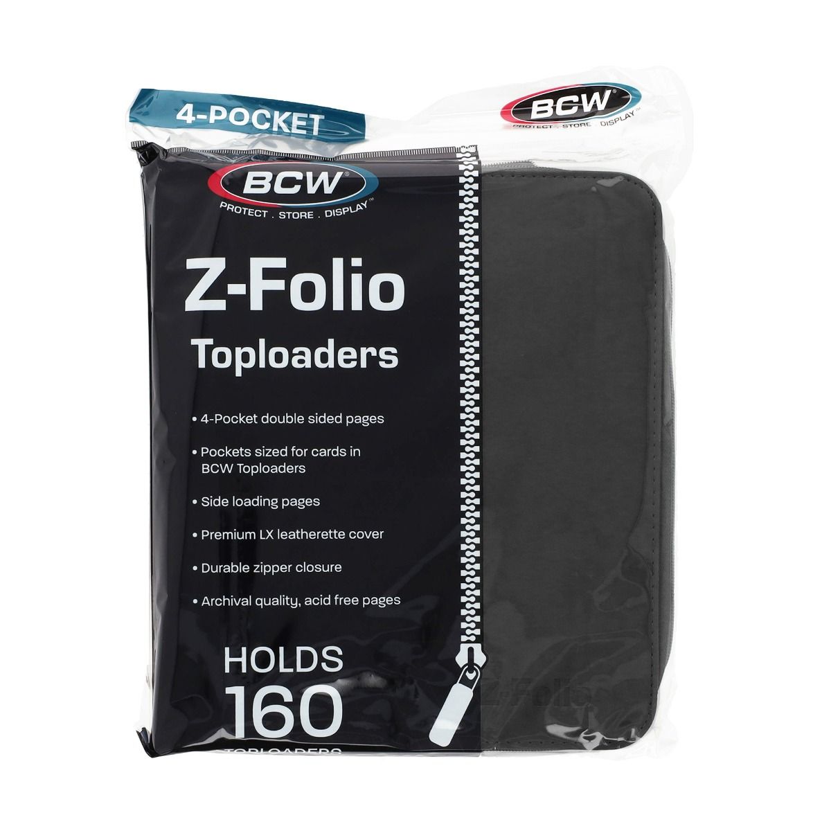 BCW Toploader Z-Folio 4-pocket Zip Album - Black
