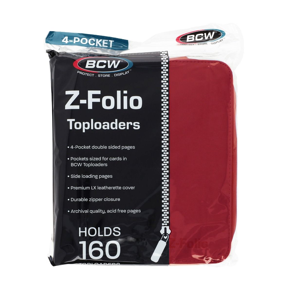 BCW Toploader Z-Folio 4-pocket Zip Album - Red