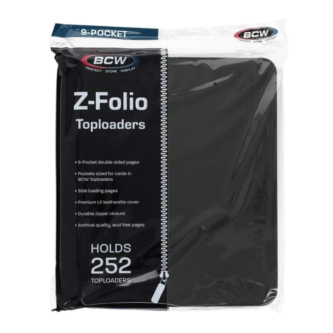 BCW Toploader Z-Folio 9-Pocket Zip Album - Black