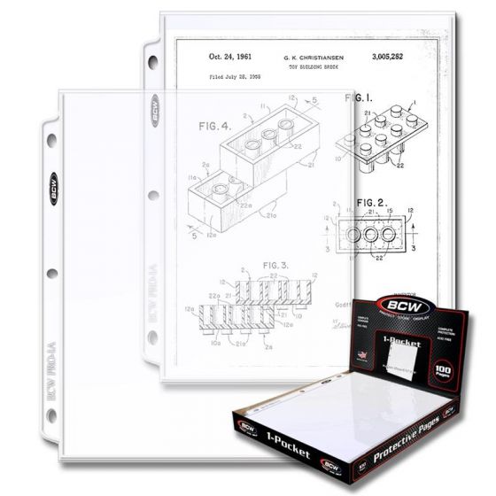 BCW 1 Pocket Pages 8 1/2 x 11 - 100ct Box | Eastridge Sports Cards