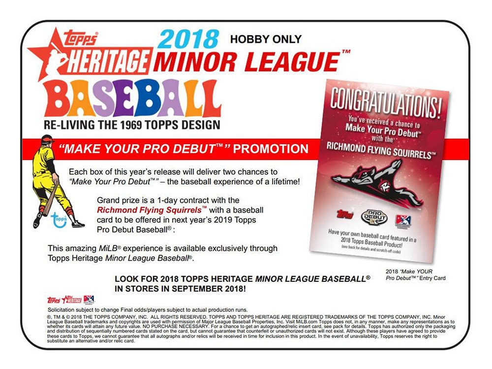 2018 Topps Heritage Minor League Baseball Hobby Pack | Eastridge Sports Cards