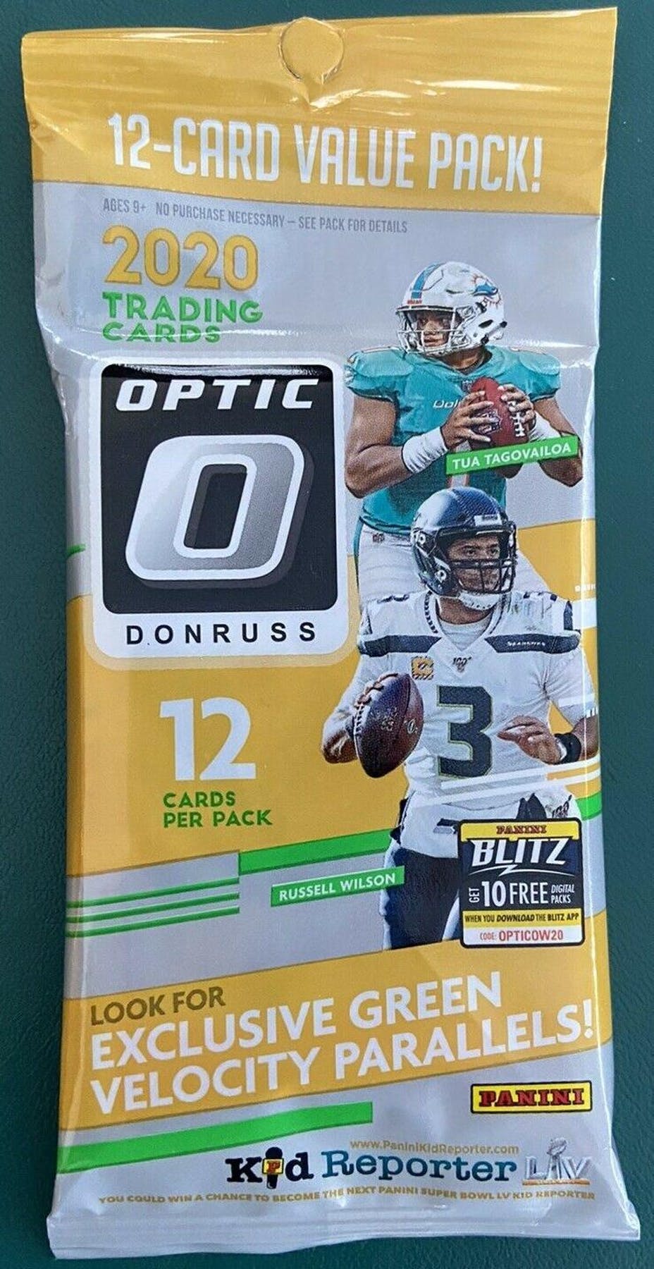2020 Panini Donruss Optic Football Jumbo Value Pack (Green Velocity Parallels)