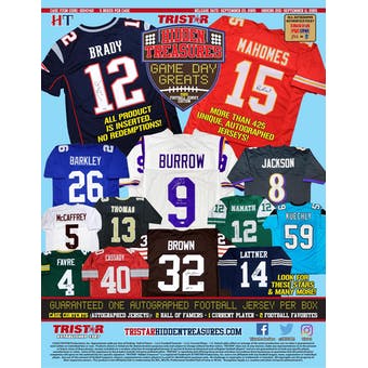 2020 Tristar Hidden Treasures Game Day Greats Jersey Football Box - Series 3
