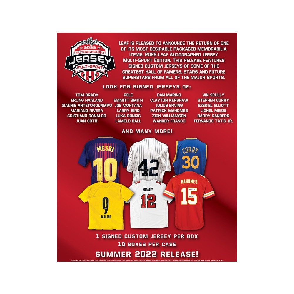 2022 Leaf Autographed Mystery Jersey Multi-Sport Hobby Box